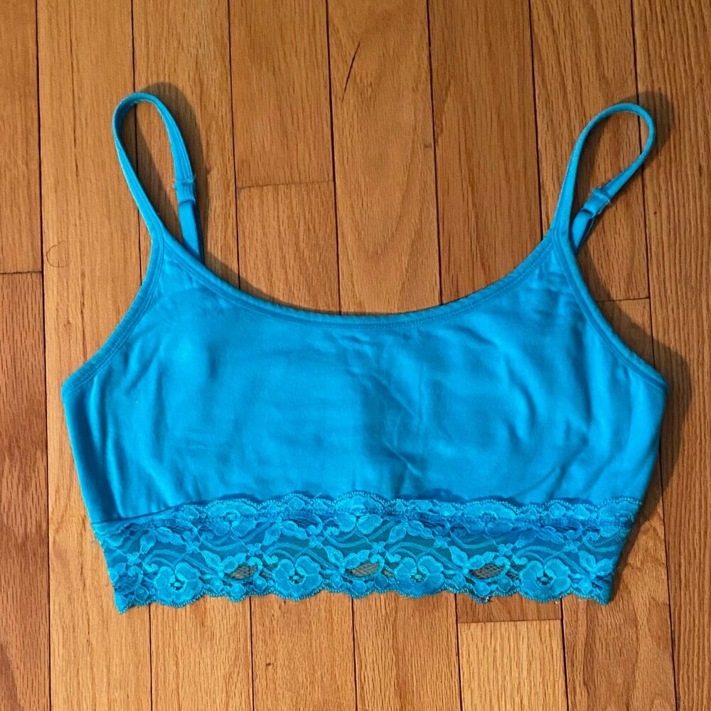PACT Organic Cotton Soft Bralette Turquoise Size Medium